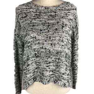 Garage Marled Knit Sweater Black White Womens Size XS Crop Long Sleeve Pullover
